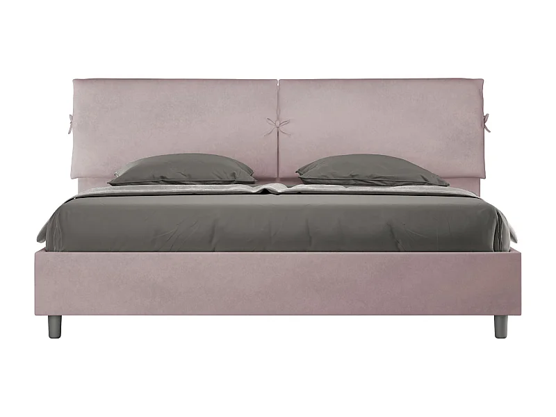 Lit king size coffre rembourré 180x210 microfibre lilas Mados