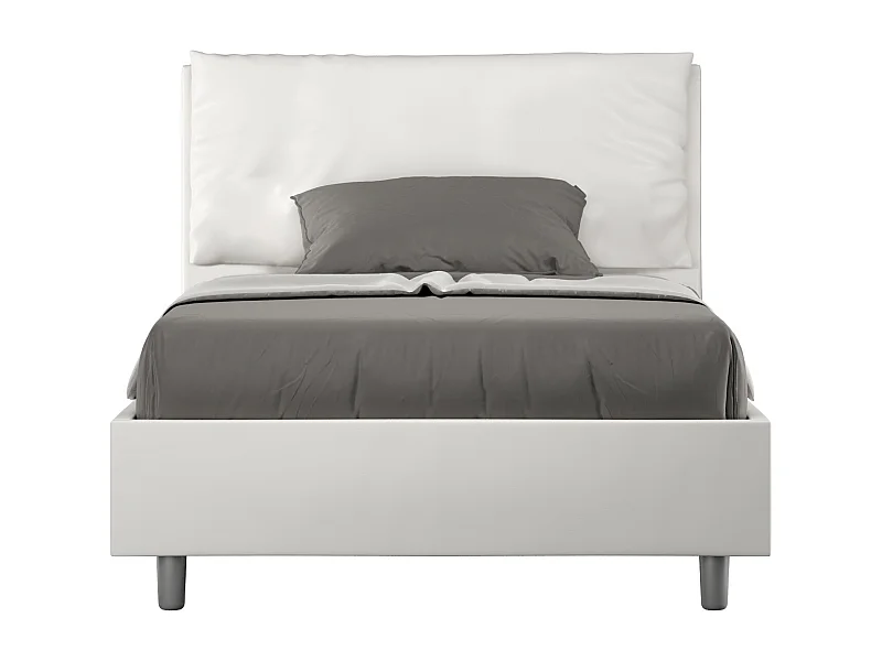 Letto una piazza e mezza contenitore imbottito 120x200 similpelle bianco Antea Large
