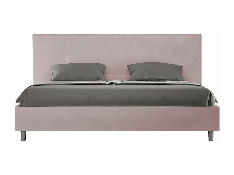 Cama matrimonial con almacenaje acolchada 200x210 microfibra lila Mika