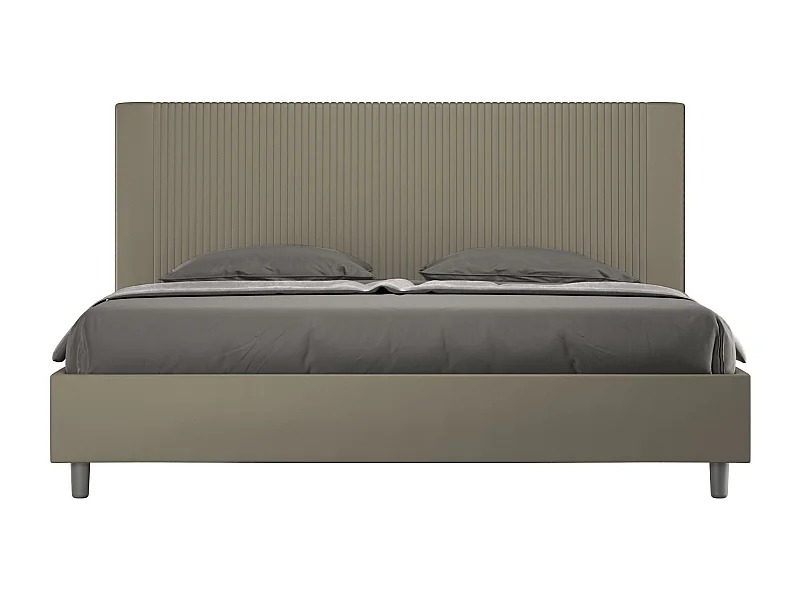 Lit king size coffre rembourré 180x210 similicuir cappuccino Goya