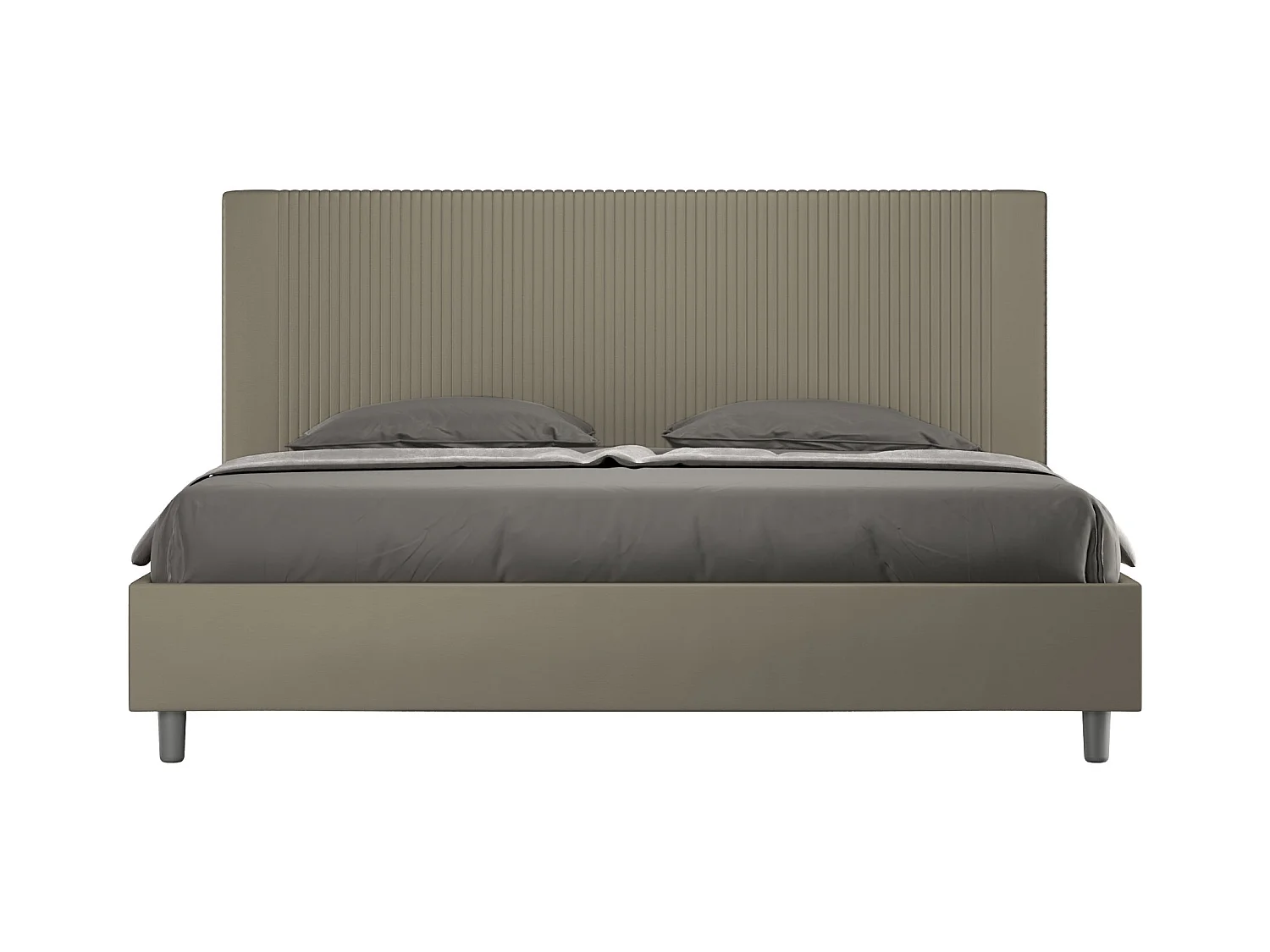 Lit king size coffre rembourré 180x210 similicuir cappuccino Goya