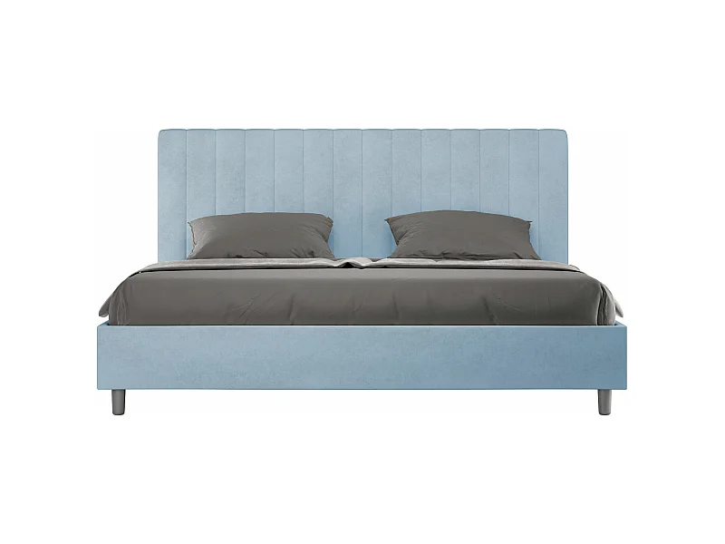 Cama matrimonial con almacenaje acolchada 180x200 microfibra azul claro Agueda
