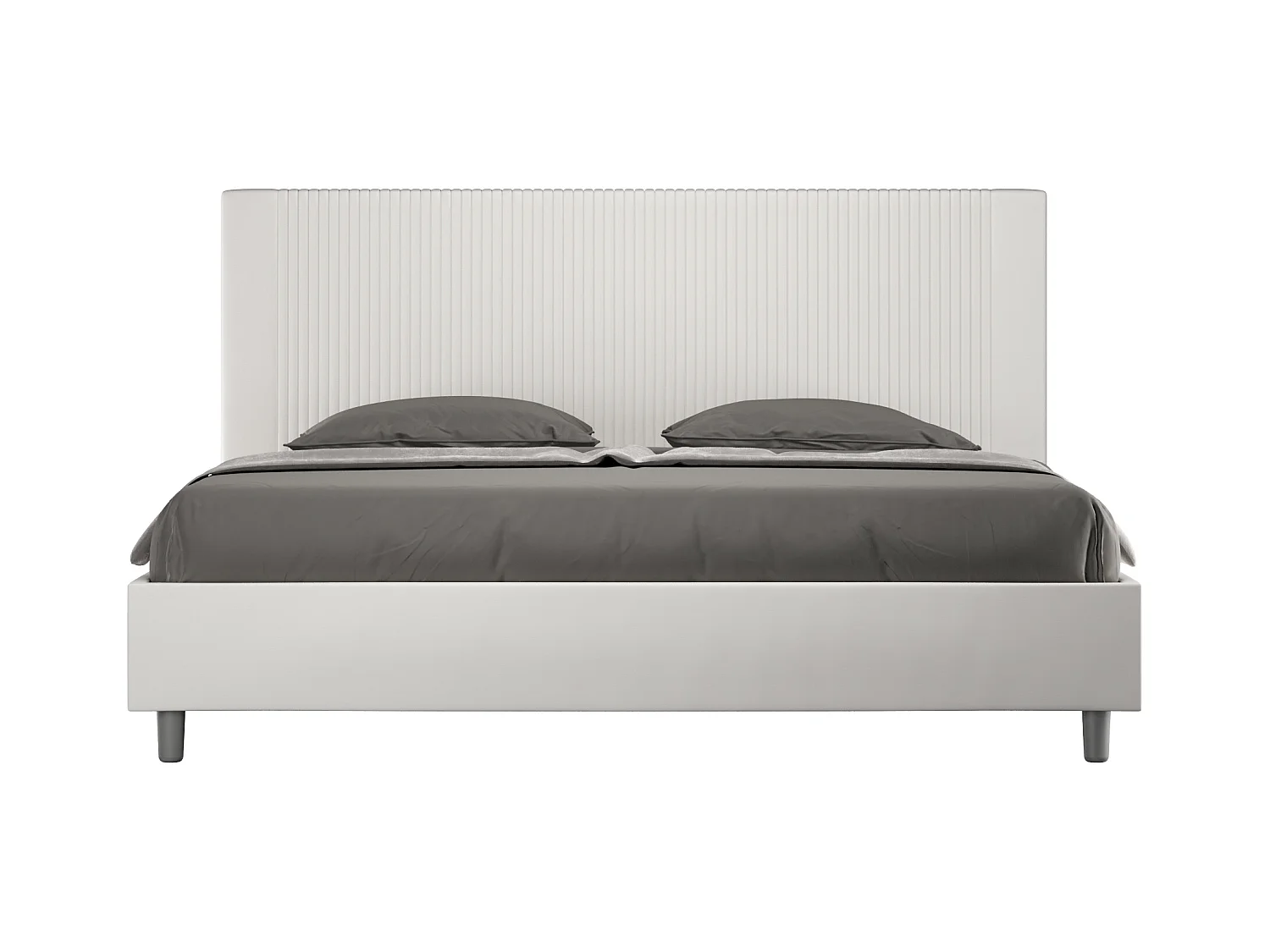 Lit king size coffre rembourré 180x210 similicuir blanc Goya