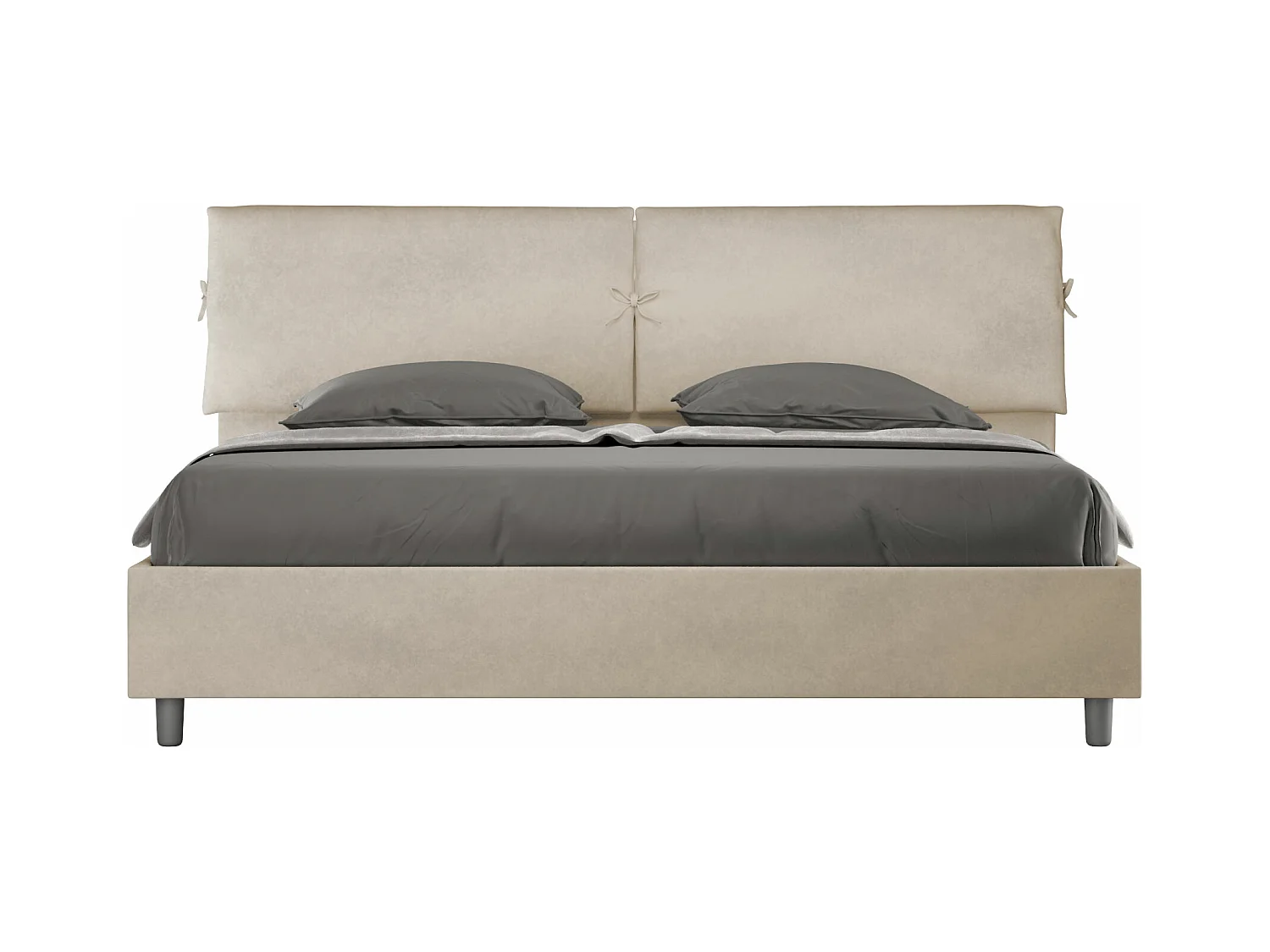 Lit king size coffre rembourré 200x200 microfibre sable Mados