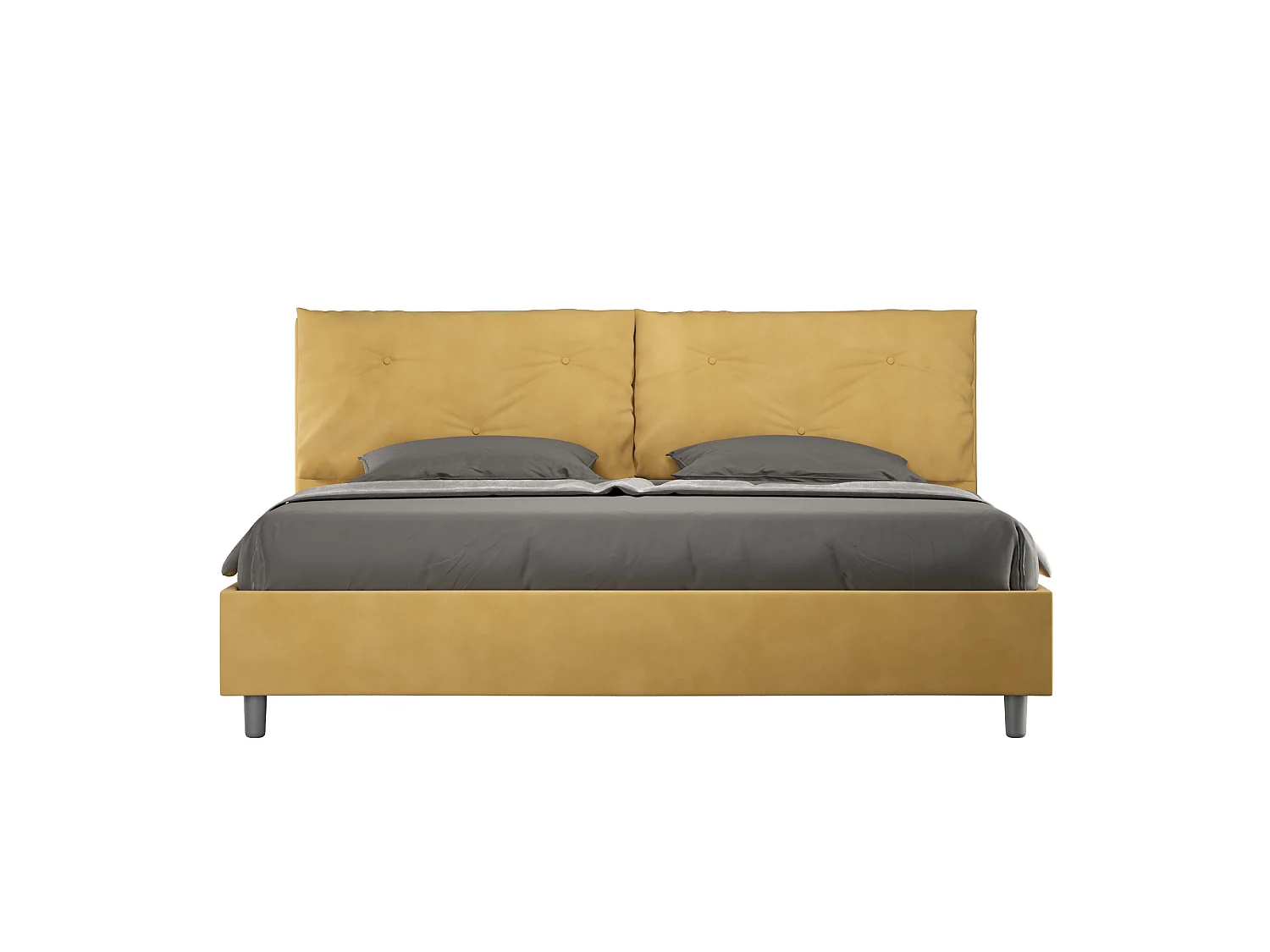 Lit king size coffre rembourré 200x210 microfibre ocre Appia Large