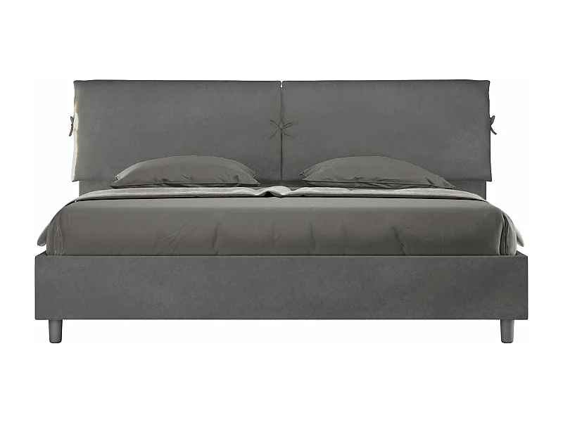 Lit king size coffre rembourré 180x200 microfibre gris Mados