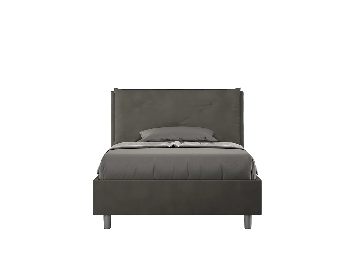 Lit 1 place et demi coffre rembourré 120x200 microfibre gris Appia Large