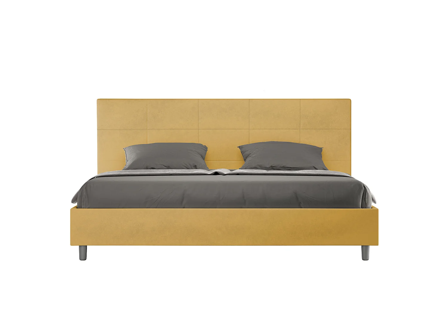 Lit king size coffre rembourré 200x210 microfibre ocre Mika