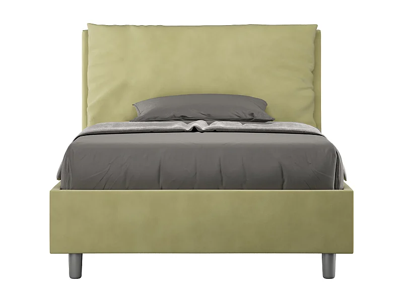 Lit 1 place et demi coffre rembourré 120x210 microfibre vert Antea Large