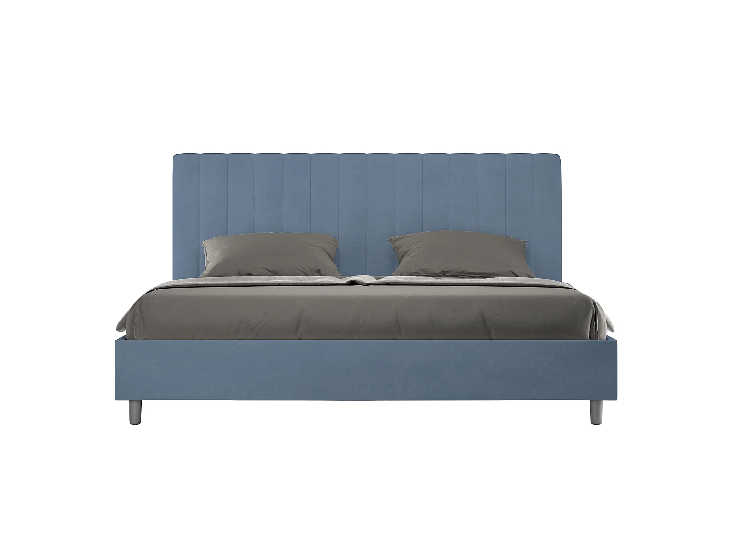 Letto matrimoniale king size contenitore imbottito 180x210 microfibra blu Agueda
