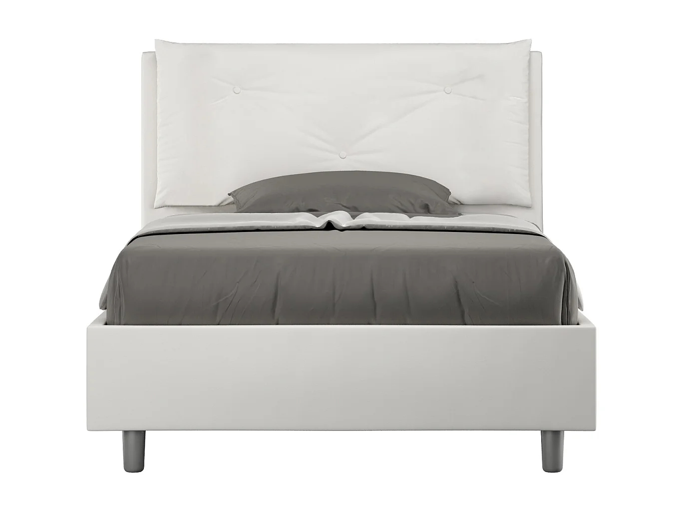 Lit 1 place et demi coffre rembourré 120x200 similicuir blanc Appia Large