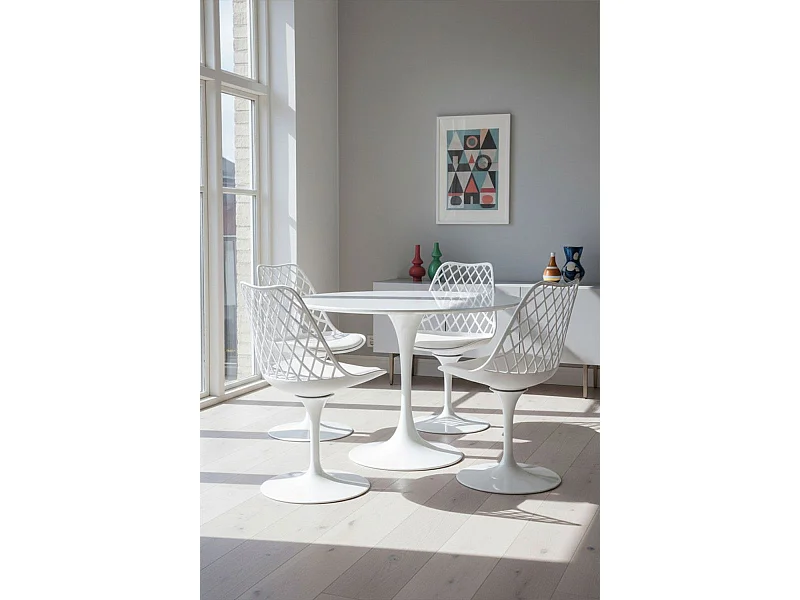 Silla de Escritorio sin brazos Podium Blanca - Diseño innovador - Ideal para Estudio y Oficinas