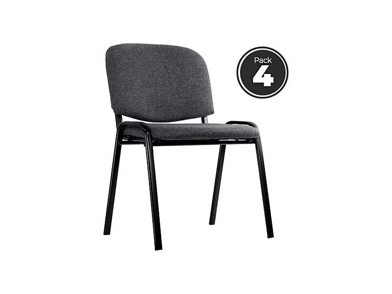 Pack 4 Sillas de Oficina sin ruedas ni brazos Ofis - Máxima Ergonomía - Ideal para Escritorio y Gaming