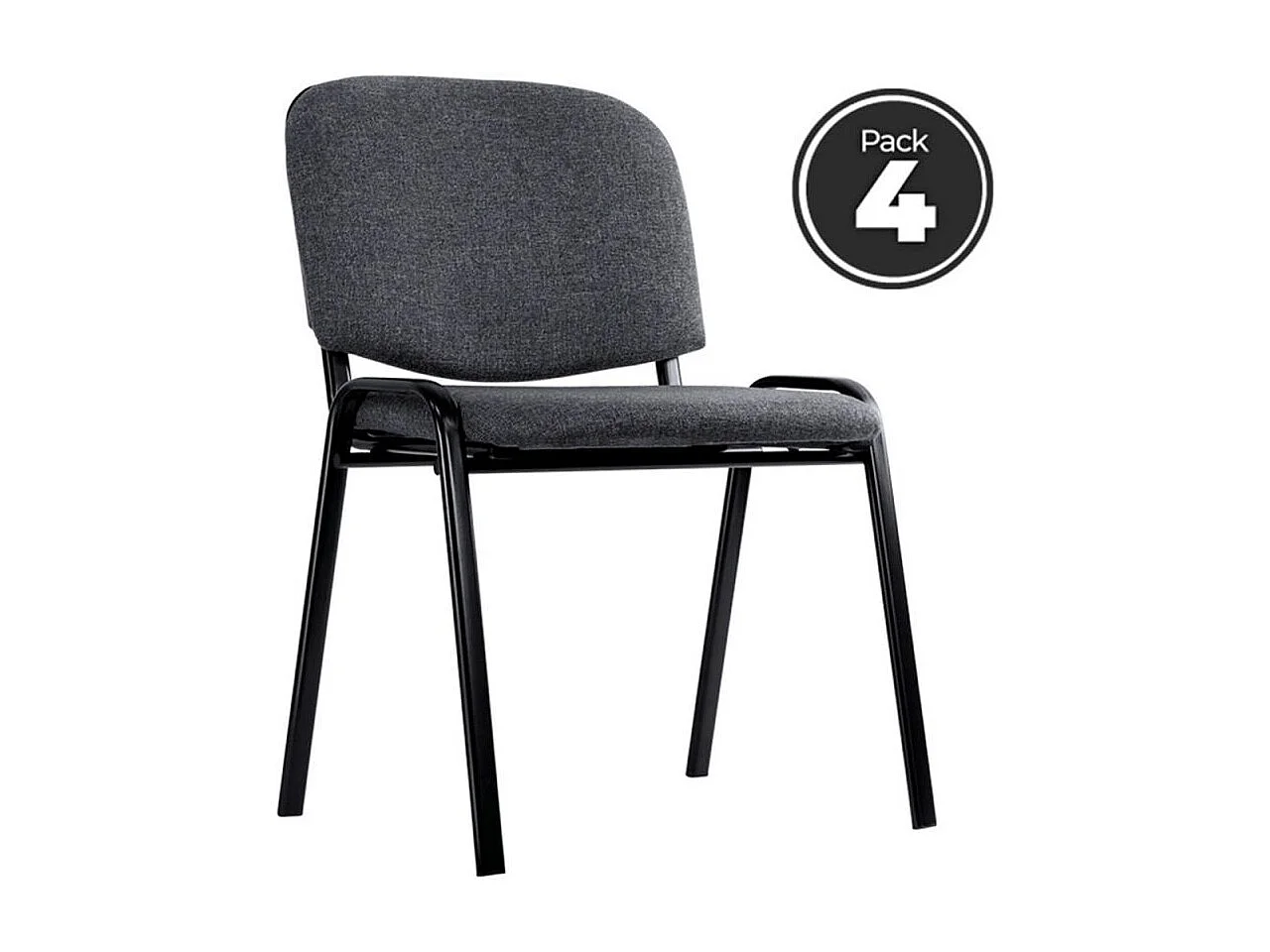 Pack 4 Sillas de Oficina sin ruedas ni brazos Ofis - Máxima Ergonomía - Ideal para Escritorio y Gaming