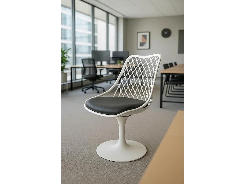 Silla de Escritorio sin brazos Podium Blanca - Diseño innovador - Ideal para Estudio y Oficinas