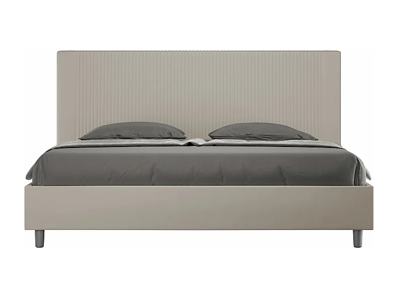 Cama matrimonial con somier acolchada 180x200 cuero sintético gris paloma Goya