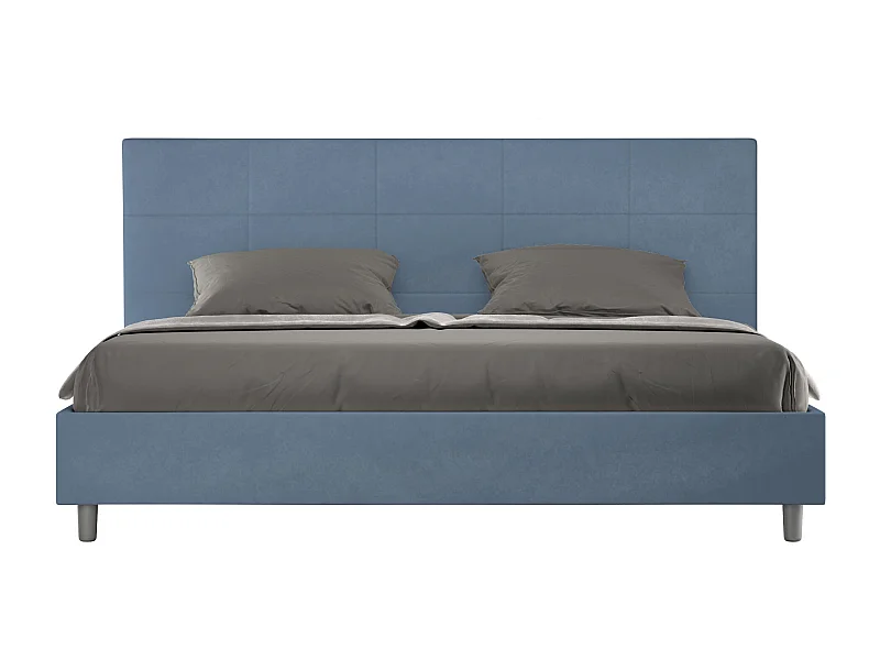 ityhome Letto matrimoniale king size con rete imbottito 180x200 microfibra blu Mika