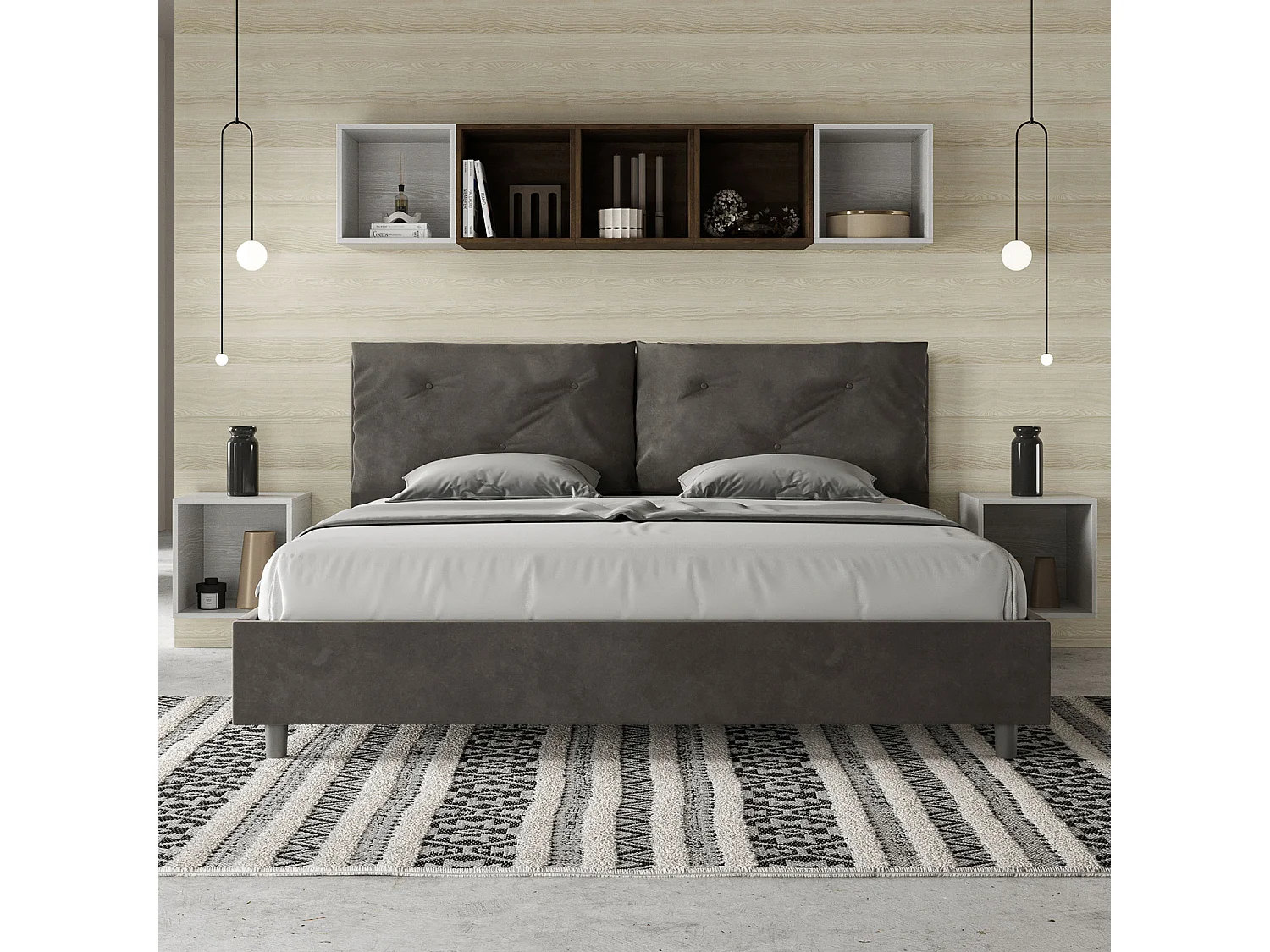 Gestoffeerd Bed 200x210 zonder lattenbodem microvezel grijs Appia Large