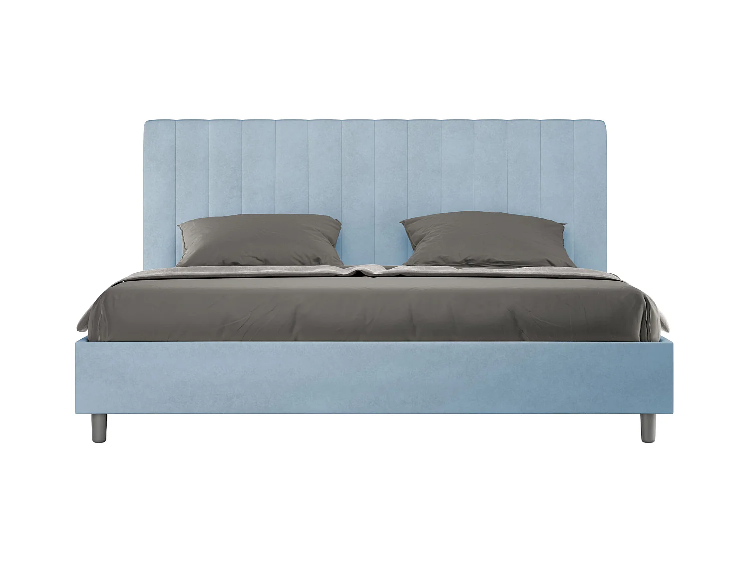 Lit king size sans sommier rembourré 200x200 microfibre bleu clair Agueda