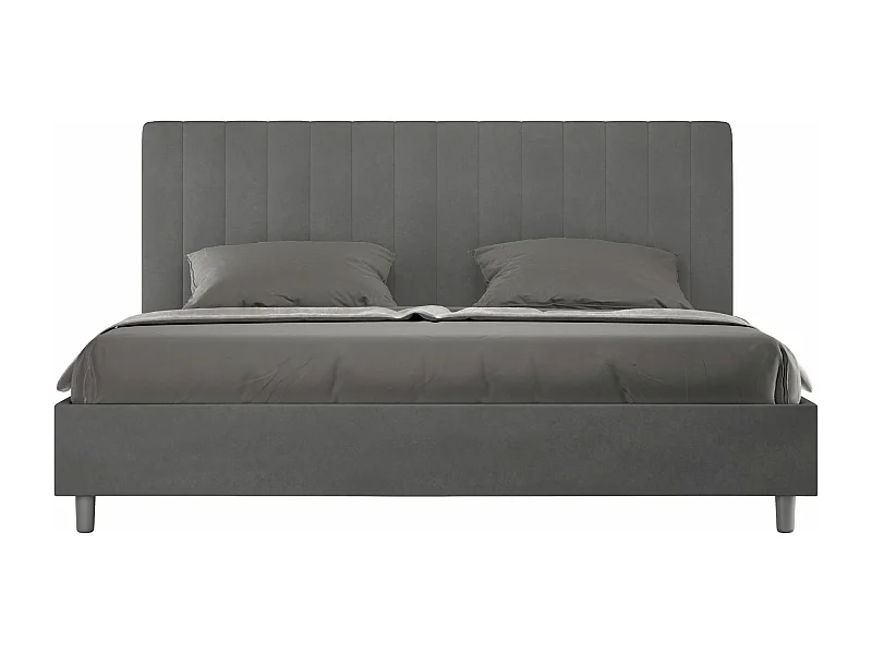 Lit king size sans sommier rembourré 180x200 microfibre gris Agueda