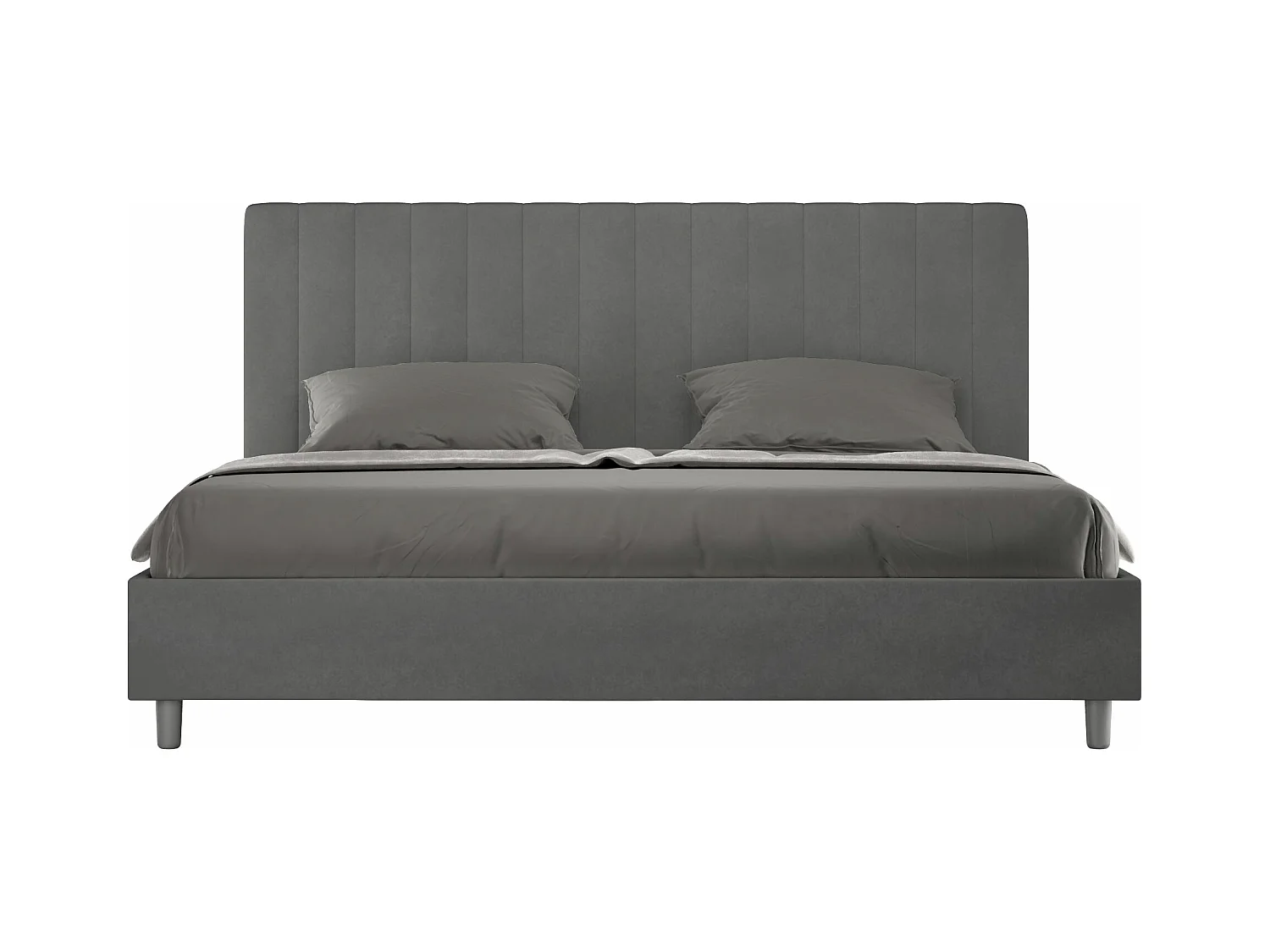Lit king size sans sommier rembourré 180x200 microfibre gris Agueda