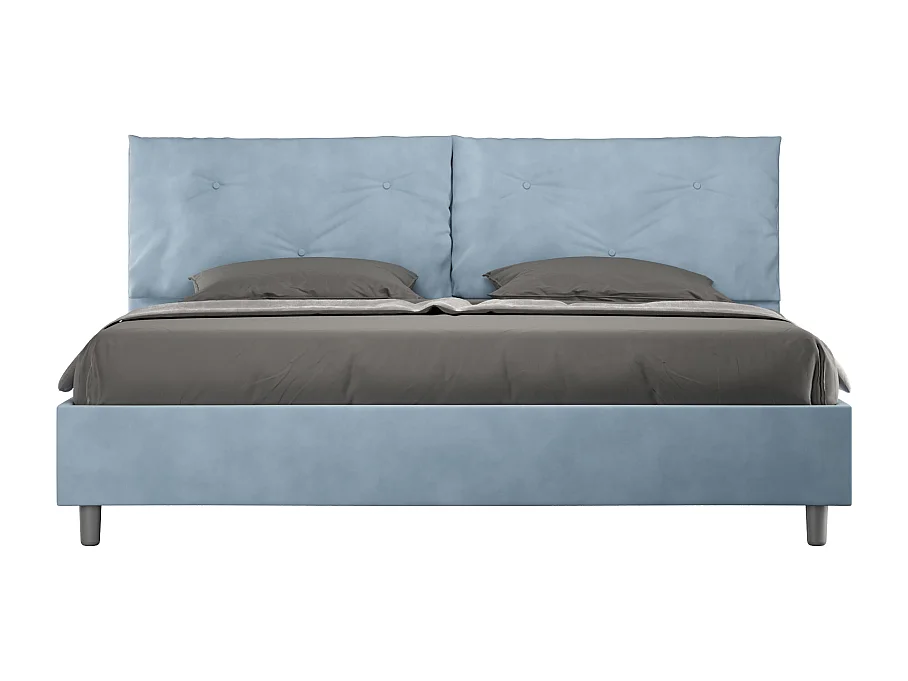 Lit king size sans sommier rembourré 200x210 microfibre bleu clair Appia Large