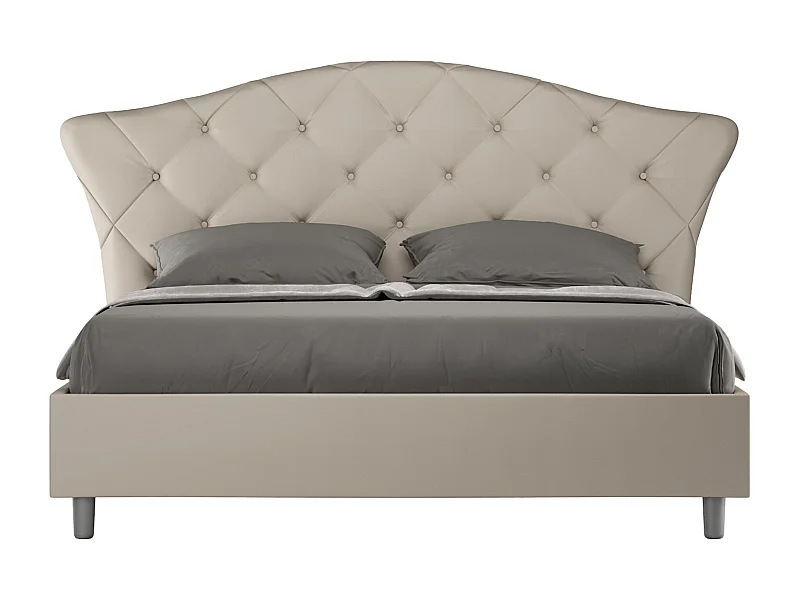 Lit avec sommier rembourré 160x210 similicuir taupe Langre