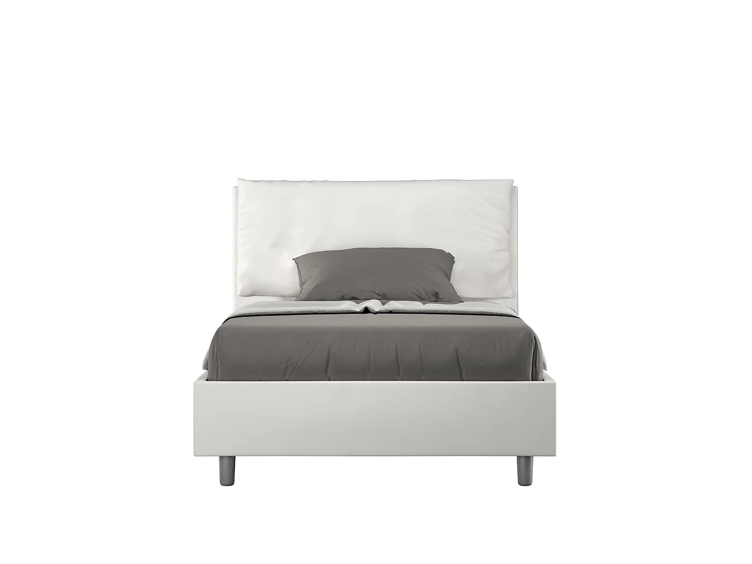 Cama de corpo e meio con estrado estofada 120x190 pele sintética branco Antea Large