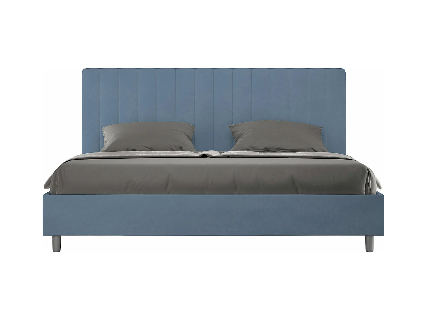 Lit king size sans sommier rembourré 200x200 microfibre bleu Agueda