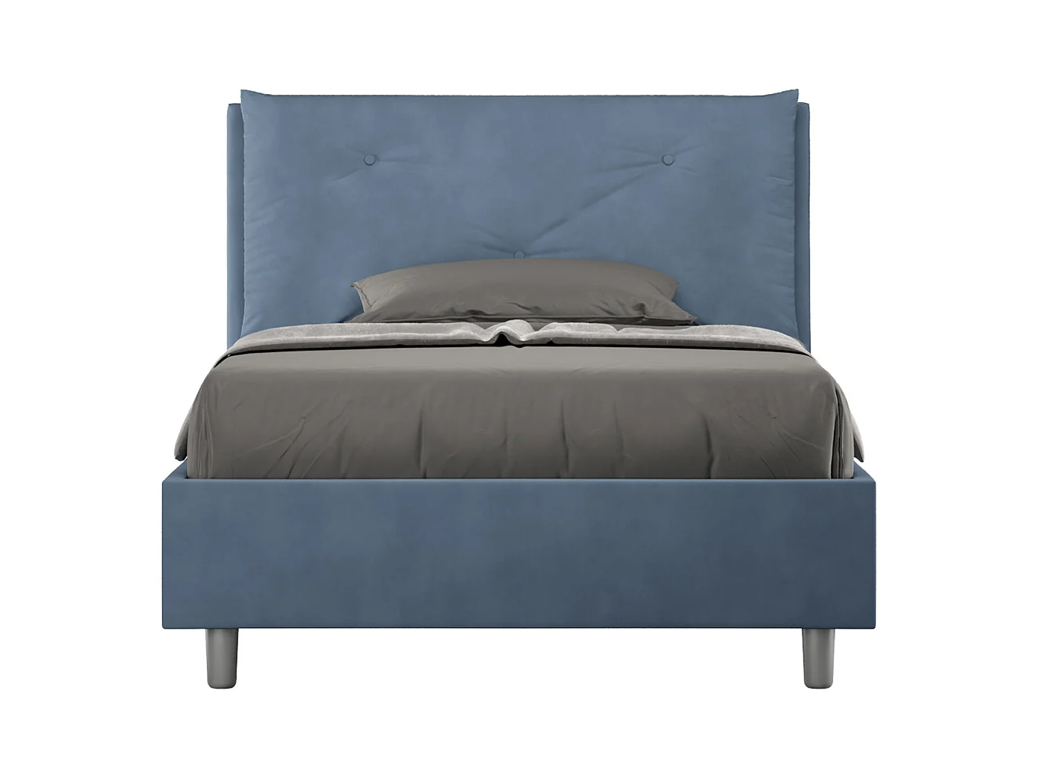 Lit 1 place et demi avec sommier rembourré 120x190 microfibre bleu Appia Large