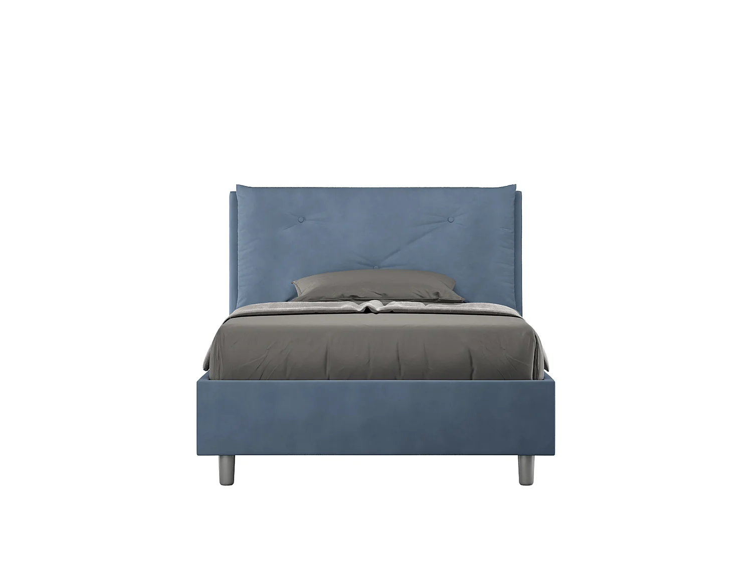 Lit 1 place et demi avec sommier rembourré 120x190 microfibre bleu Appia Large