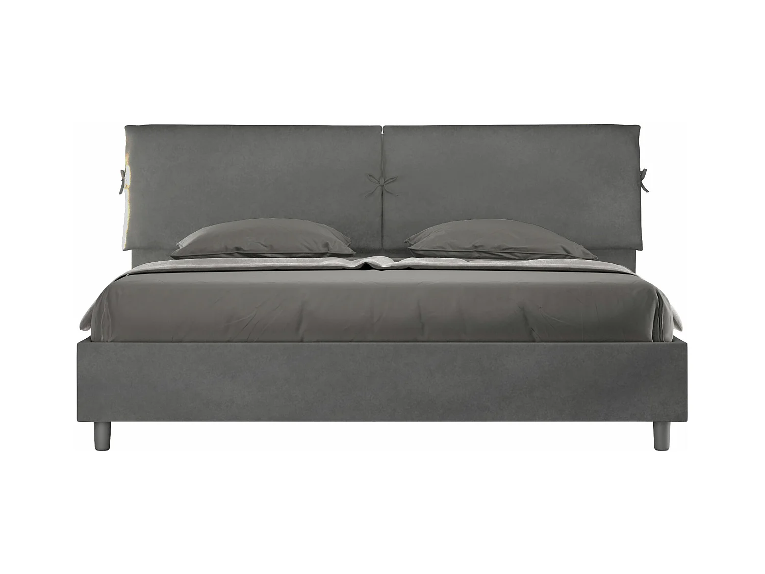 Lit king size avec sommier rembourré 180x200 microfibre gris Mados