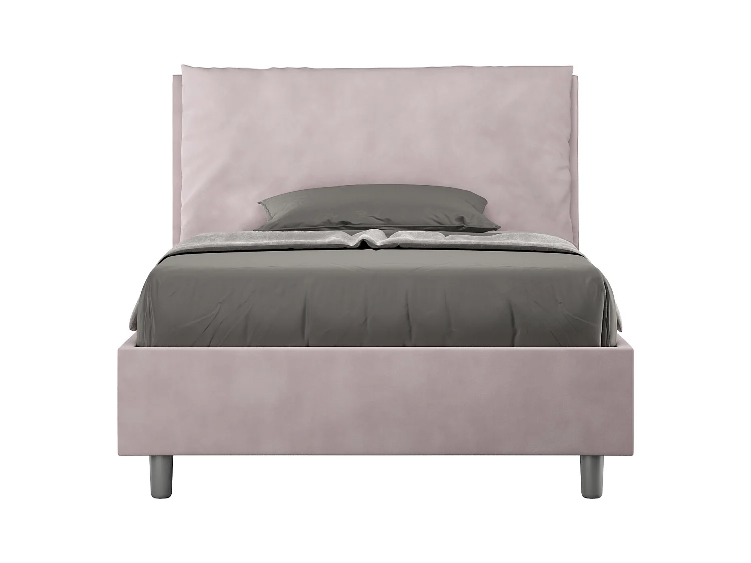 Lit 1 place et demi sans sommier rembourré 120x190 microfibre lilas Antea Large