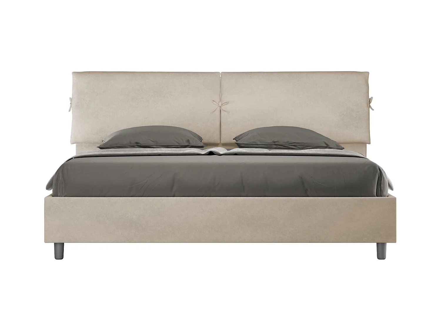 Lit king size avec sommier rembourré 180x210 microfibre sable Mados