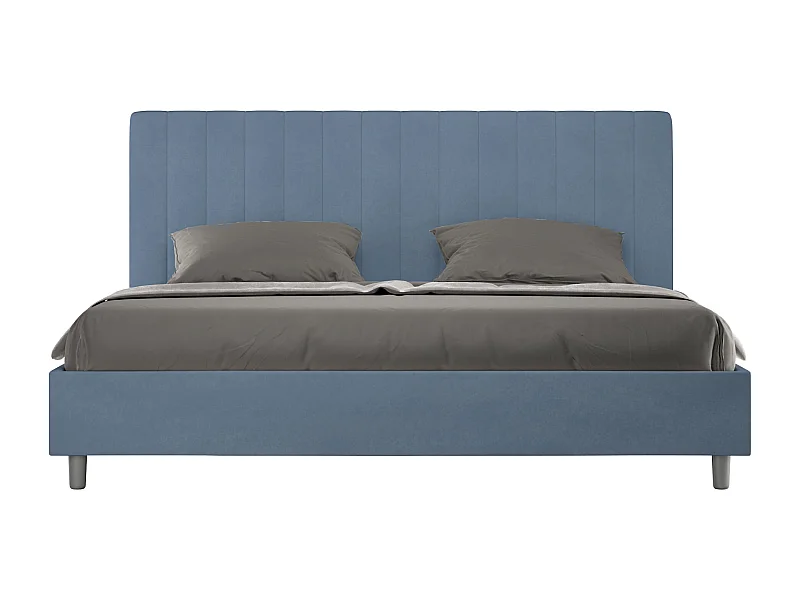 Cama de casal king size sem estrado estofada 180x200 microfibra azul Agueda