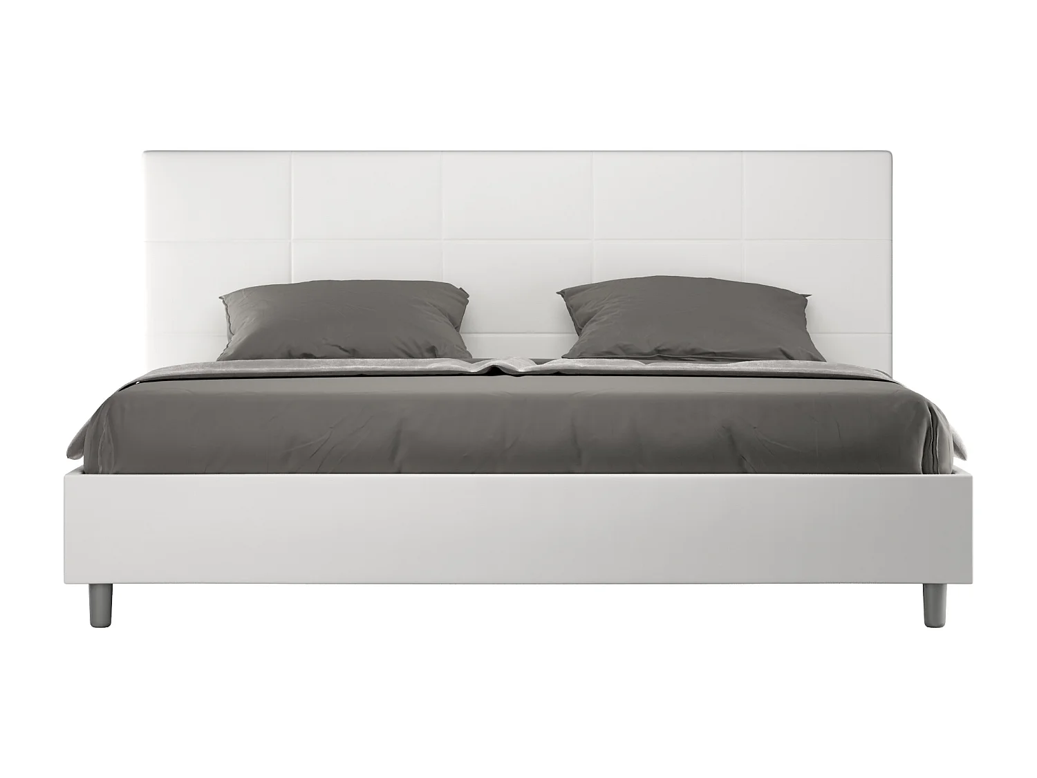 ityhome Letto matrimoniale king size senza rete imbottito 200x200 similpelle bianco Mika