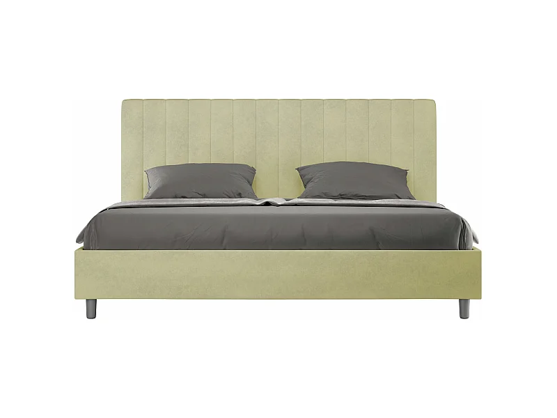 Lit king size sans sommier rembourré 200x200 microfibre vert Agueda