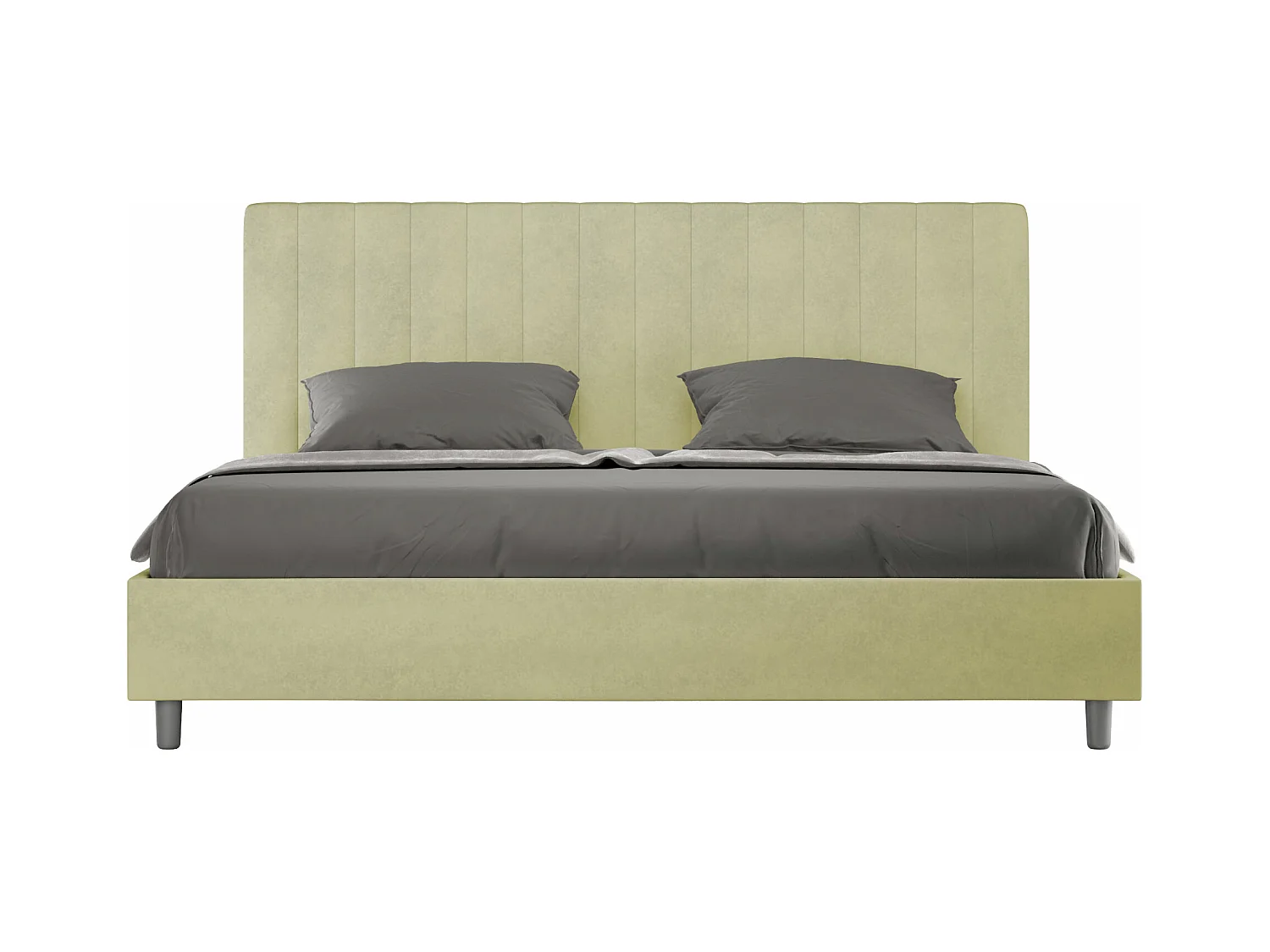 Lit king size sans sommier rembourré 200x200 microfibre vert Agueda