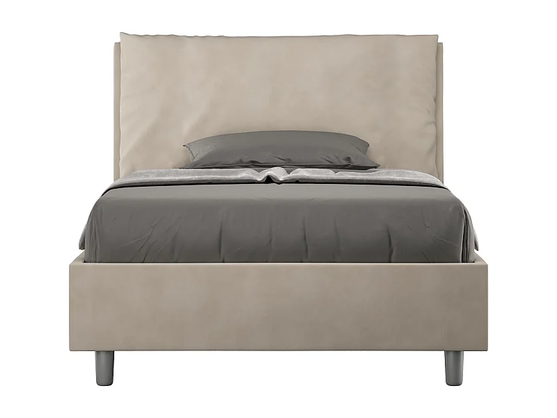 Cama de una plaza y medio con somier acolchada 120x210 microfibra arena Antea Large