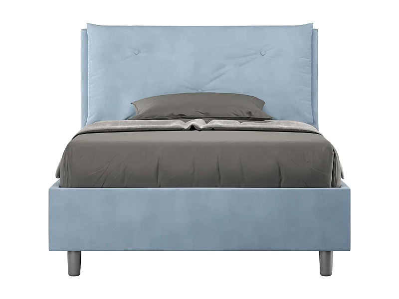 Lit 1 place et demi sans sommier rembourré 120x190 microfibre bleu clair Appia Large