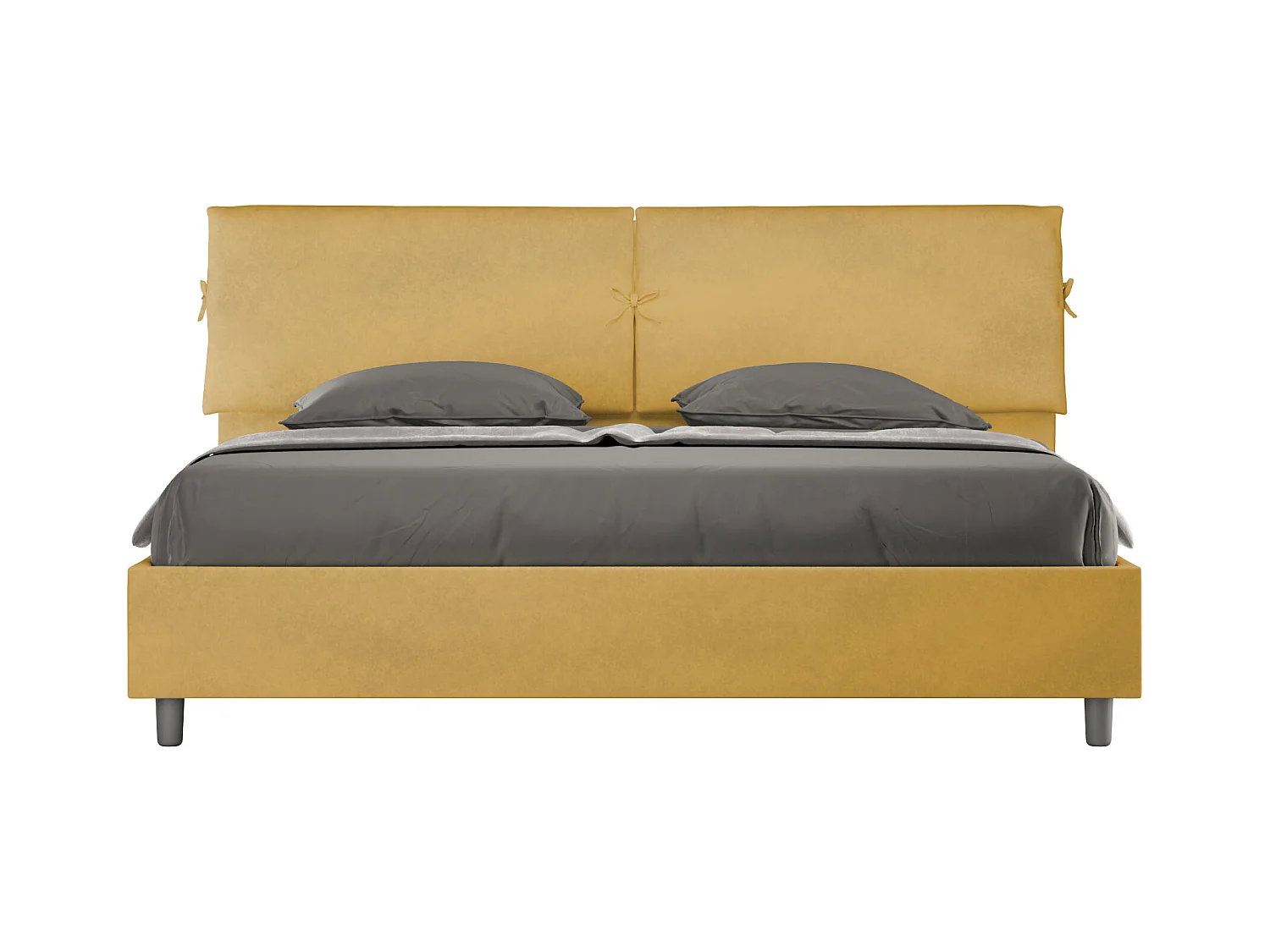 Lit king size avec sommier rembourré 180x210 microfibre ocre Mados