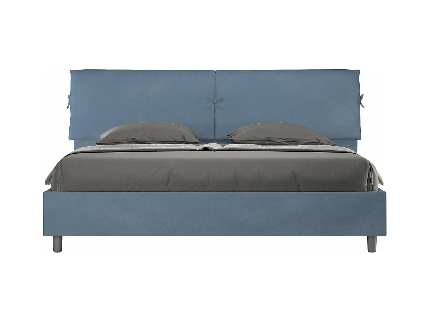 Lit king size avec sommier rembourré 180x200 microfibre bleu Mados