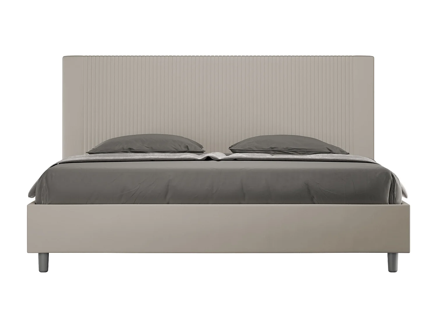 Cama matrimonial con somier acolchada 180x190 cuero sintético gris paloma Goya