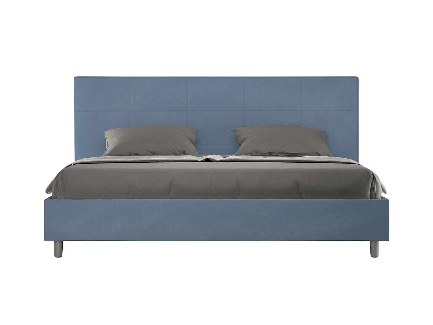 Lit king size avec sommier rembourré 180x210 microfibre bleu Mika