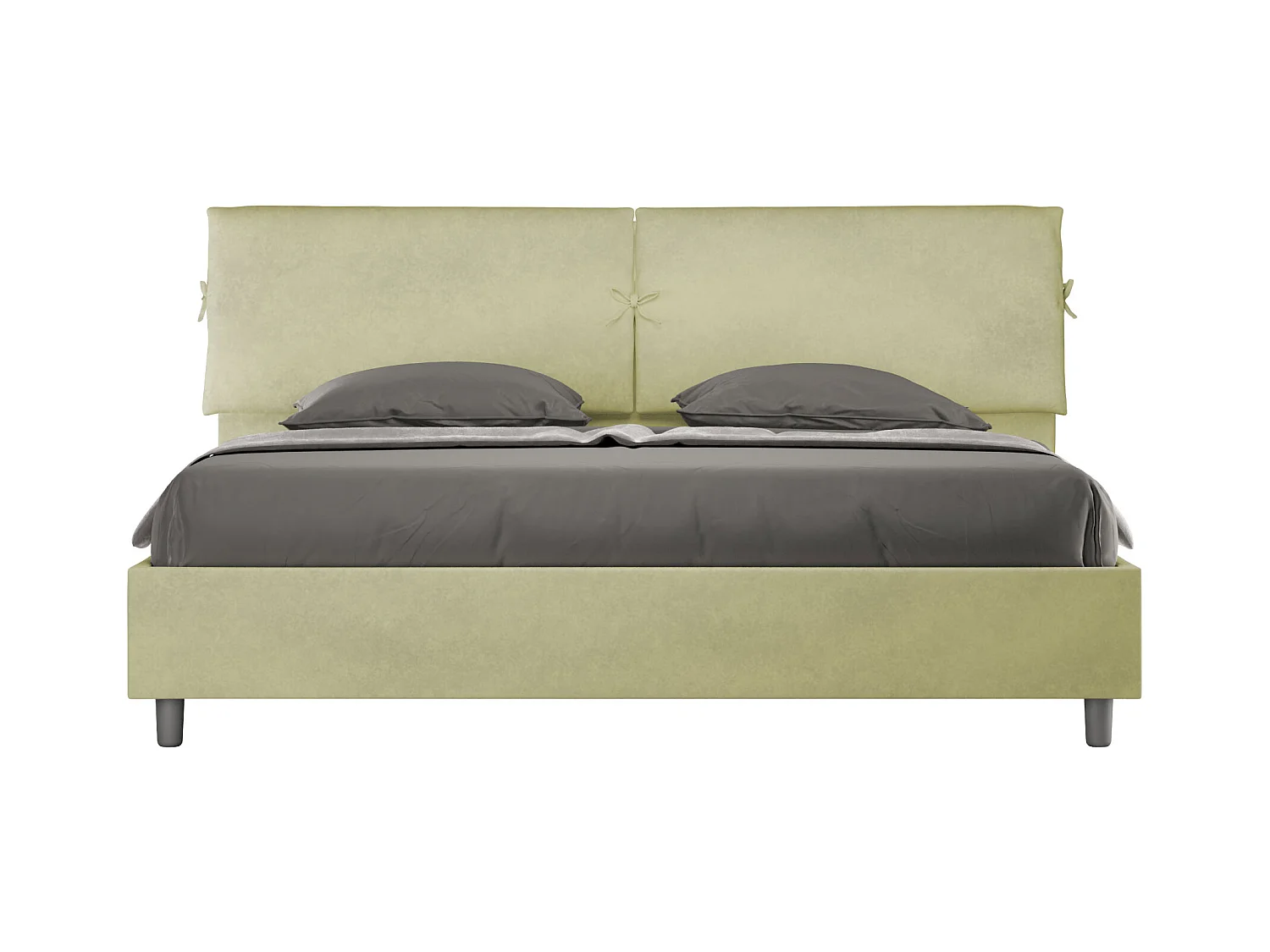 Lit king size avec sommier rembourré 180x210 microfibre vert Mados