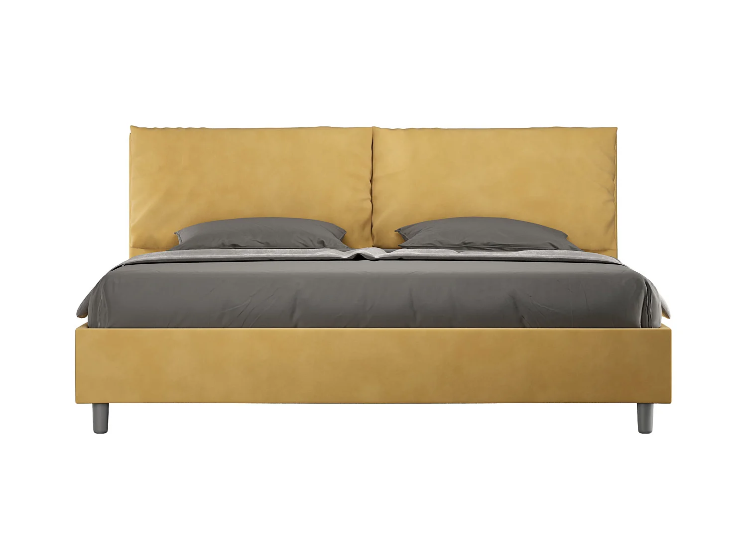 Lit king size avec sommier rembourré 200x200 microfibre ocre Antea Large