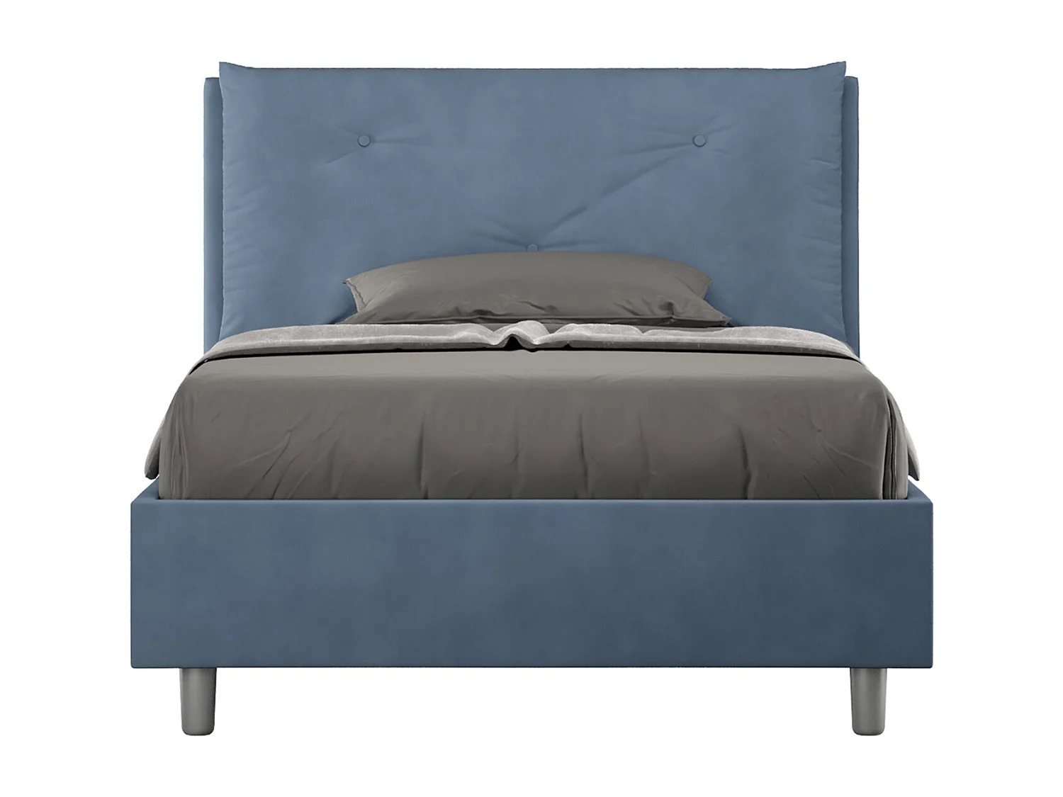 Lit 1 place et demi avec sommier rembourré 120x210 microfibre bleu Appia Large