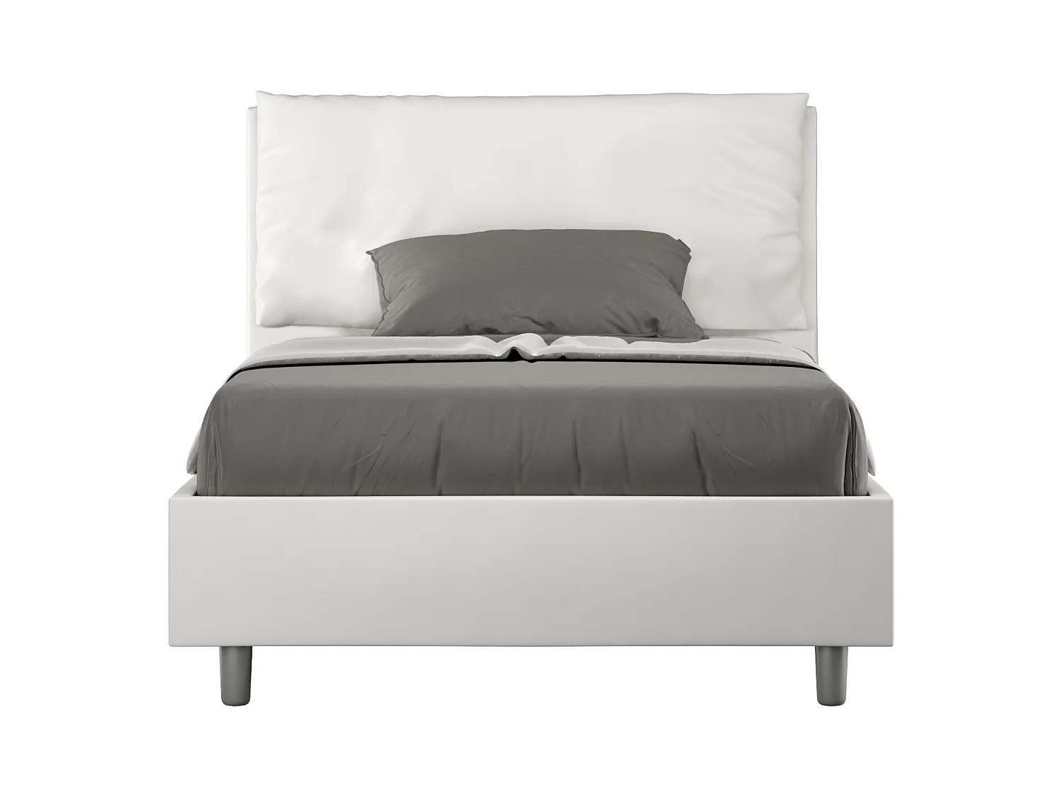 Lit 1 place et demi sans sommier rembourré 120x210 similicuir blanc Antea Large