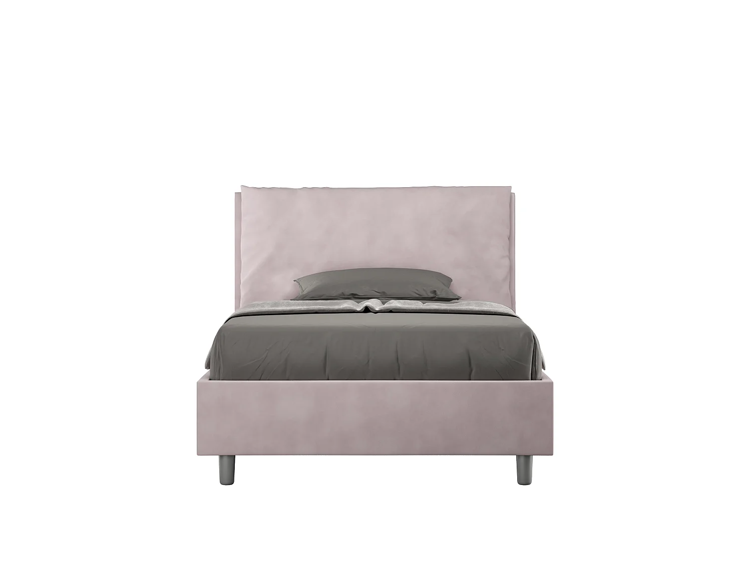 Lit 1 place et demi avec sommier rembourré 120x210 microfibre lilas Antea Large