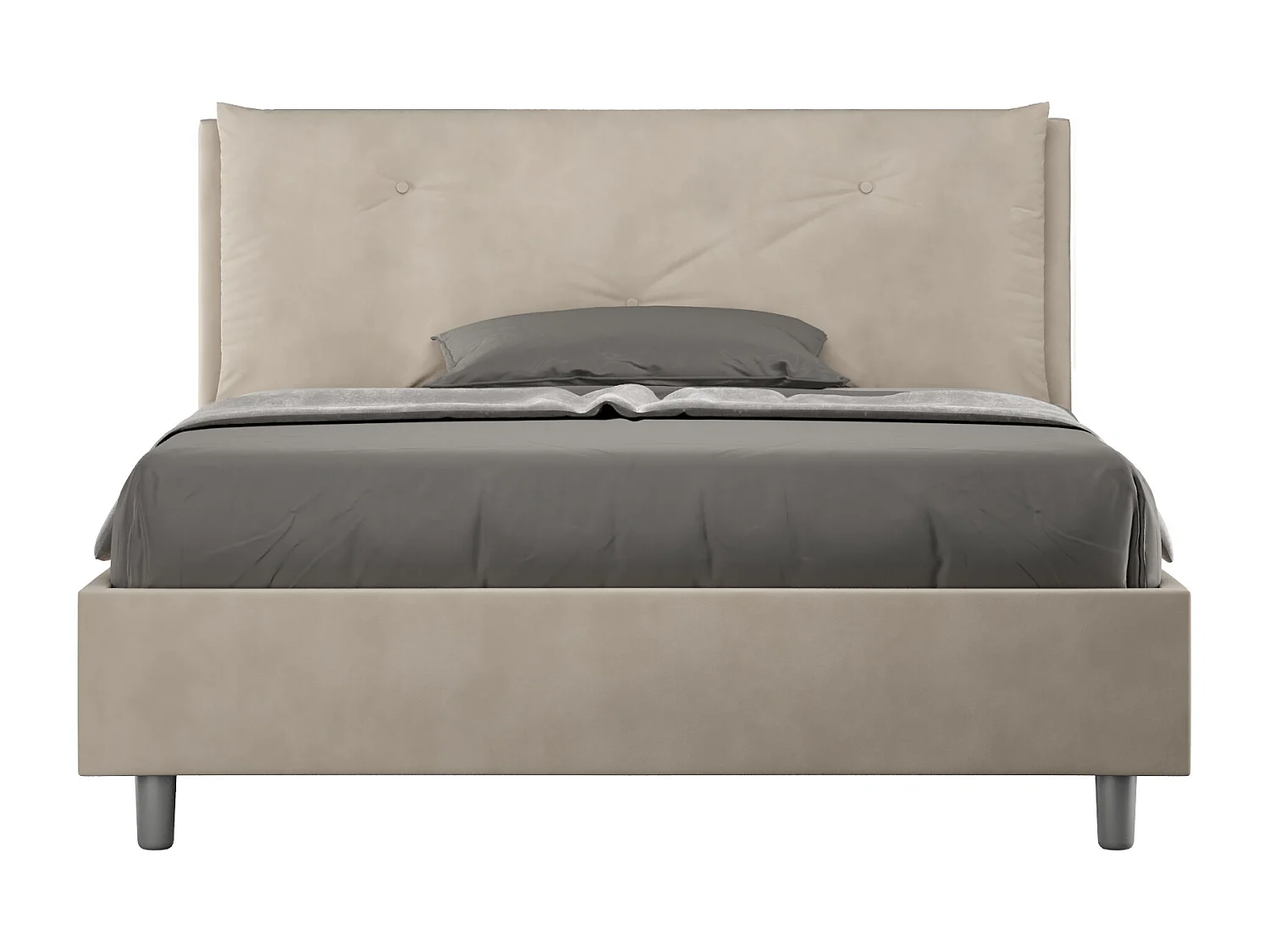 Lit double sans sommier rembourré 140x210 microfibre sable Appia Large